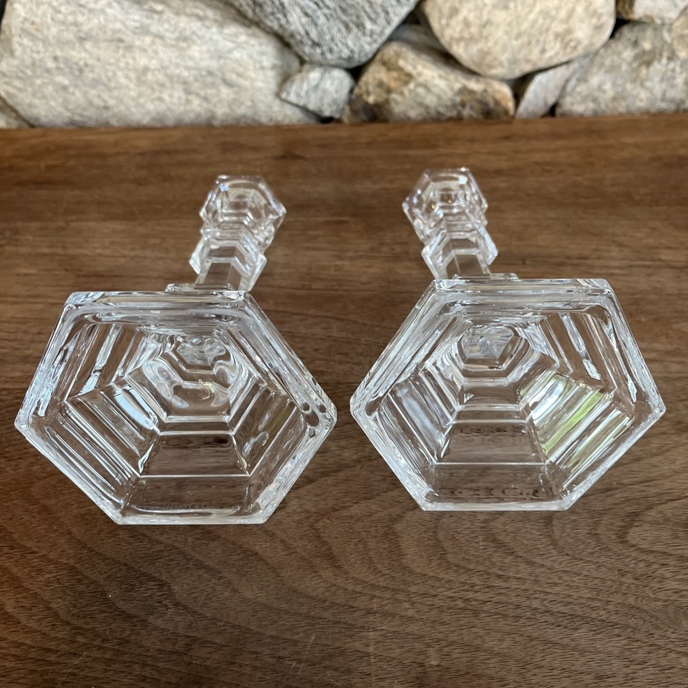 Tiffany & Co. Clear Crystal Pair of Faceted Candlesticks - Picture 6 of 9